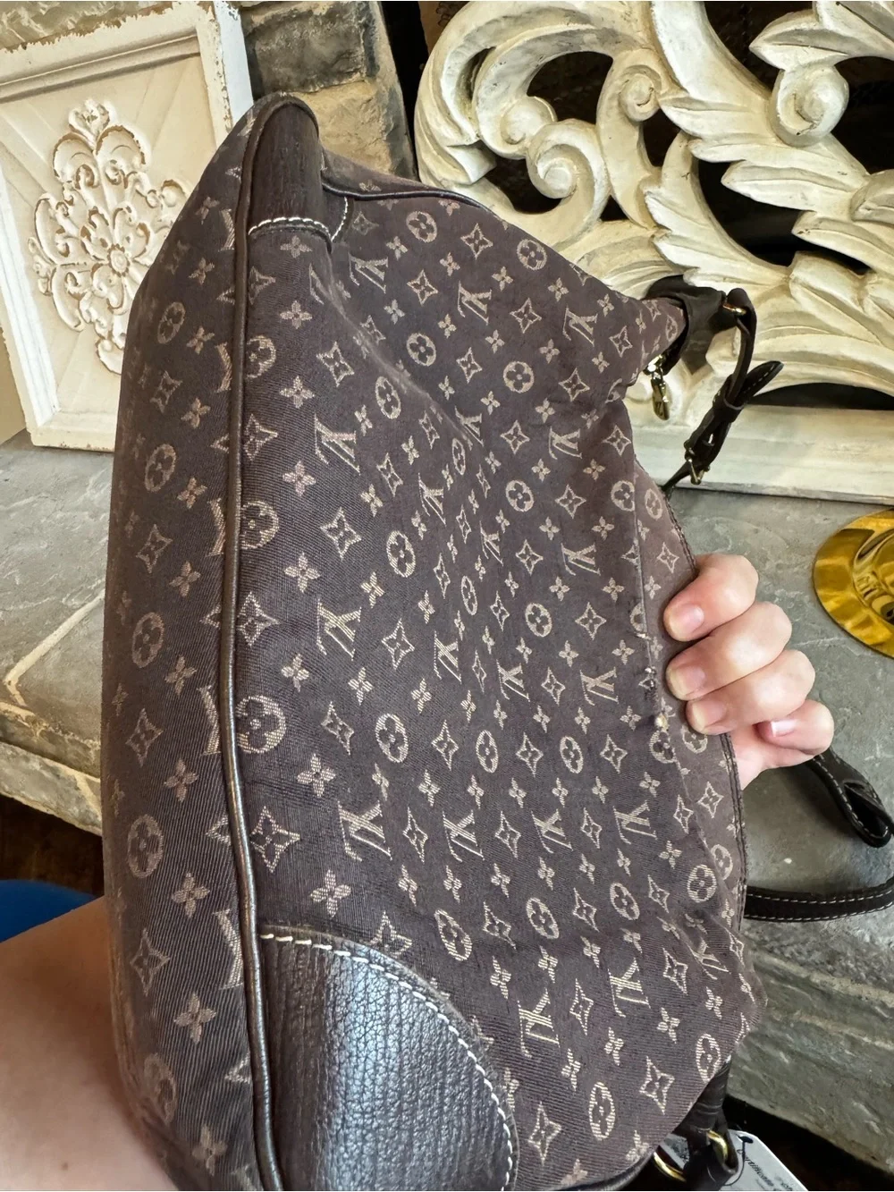 Louis Vuitton Monogram Minilin Shoulder Hobo in Dark Brown with COA